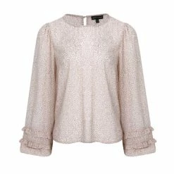 Among The Brave Ava Cream Ditsy Animal Double Ruffle Puff Sleeve Top