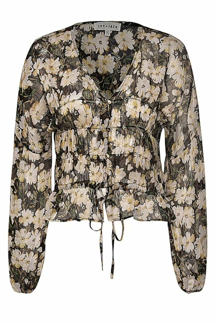 Ivy + Jack Jolie Ivory Gardenia LS Button Down Top Fashion