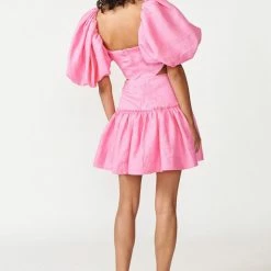 Aureta Ada Candy Balloon Sleeve Cut Out Waist Dress Fashion