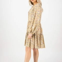 Ivy + Jack Elsa Pistachio Floral LS V Neck Smock Dress Fashion