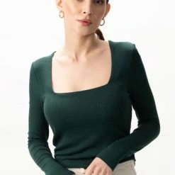 Among The Brave Fashion Dani Forest Square Neck LS Rib Top