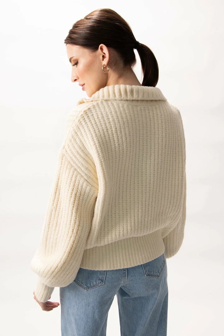 Among The Brave About Town Cream Chunky Zip Front Sweater Fashion