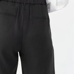 Among The Brave Essential Black Tapered Viscose Boyfriend Cuffed Pant Fashion
