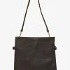 Saben Beatrice Black Leather Square Tote Bag