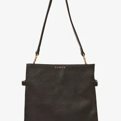 Saben Beatrice Black Leather Square Tote Bag