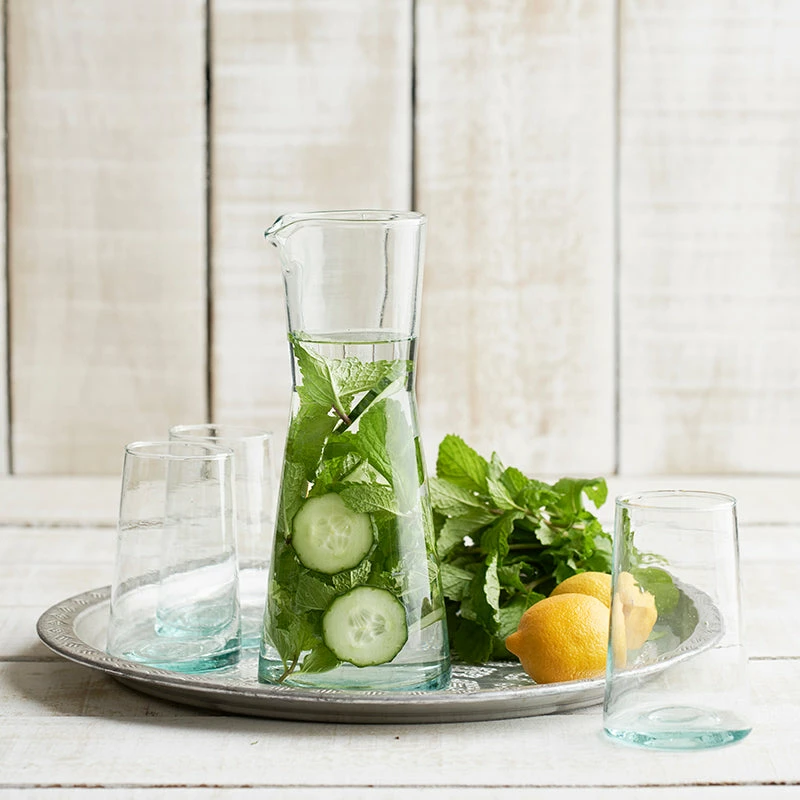 Beldi Table & Kitchen Clear Blue Flared Tall Carafe 25cm