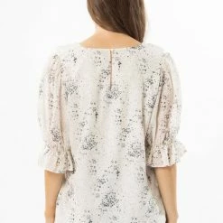 Billie The Label Fashion Sweet Dreams Ivory Scatter SS Frill V Neck Top