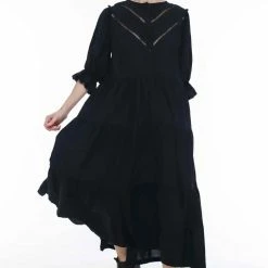 Blak Rosalita Black Ladder Lace Midi Dress