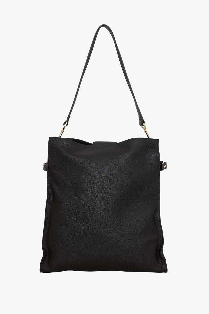 Saben Accessories Babette Black Leather Shoulder Tote Bag