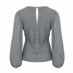 Among The Brave Bailey Black Gingham LS Balloon Sleeve Panel Bodice Bias Top Fashion