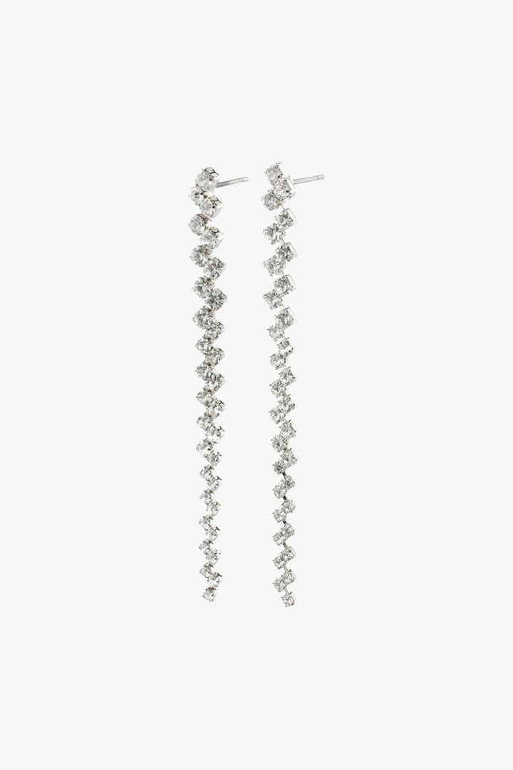 Pilgrim Belief Silver Crystal Dangling Stud Earrings
