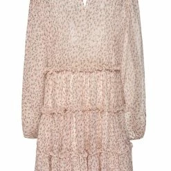 Ivy + Jack Fashion Bella Natural Floral Crinkle Blouson LS Smock Mini Dress