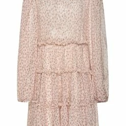 Ivy + Jack Fashion Bella Natural Floral Crinkle Blouson LS Smock Mini Dress