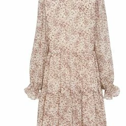 Ivy + Jack Fashion Billie Natural Animal LS Frill V Neck Tiered Mini Dress