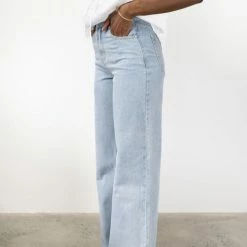 Among The Brave Fashion Billie Light Blue High Waist Long Wide Leg Denim Jean