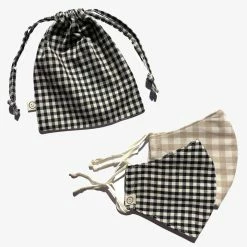 Personal Space Black + Neutral Gingham Face Mask Two Pack Accessories