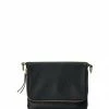 Harry & Co Accessories Bobi Leather Fold Over Black Clutch With Gold Chain
