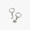 Flo Gives Back Moon And Star Rhodium Huggie Earrings