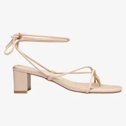 Solsana Cameo Strappy Wrap Tie Nude Leather Heel Accessories