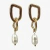 Flo Gives Back 15% To Women In Need Accessories Link Pearl Earrings Gold