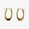 Flo Gives Back 15% To Women In Need Beaten Oval Hoop Earrings Gold 2.8 X 1.8cm