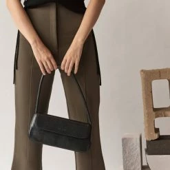 Brie Leon Camille Black Snake Skin Bag