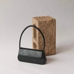 Brie Leon Camille Black Snake Skin Bag