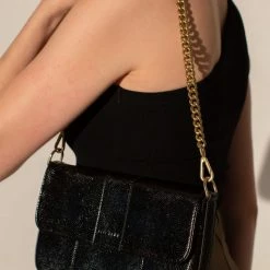 Brie Leon Accessories Isabel Black Snake Bag With Chain