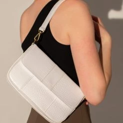 Brie Leon Accessories Isabel White Matte Croc Bag With Chain