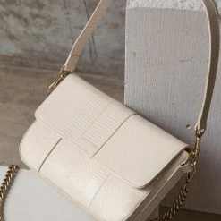 Brie Leon Accessories Isabel Stone Lizard Bag With Chain