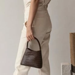 Brie Leon Accessories Mini Chloe Dark Chocolate Matte Croc Bag