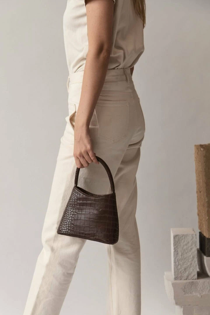 Brie Leon Accessories Mini Chloe Dark Chocolate Matte Croc Bag