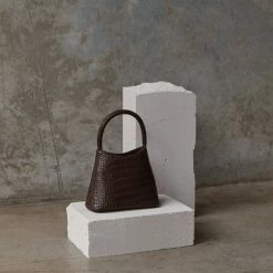 Brie Leon Accessories Mini Chloe Dark Chocolate Matte Croc Bag