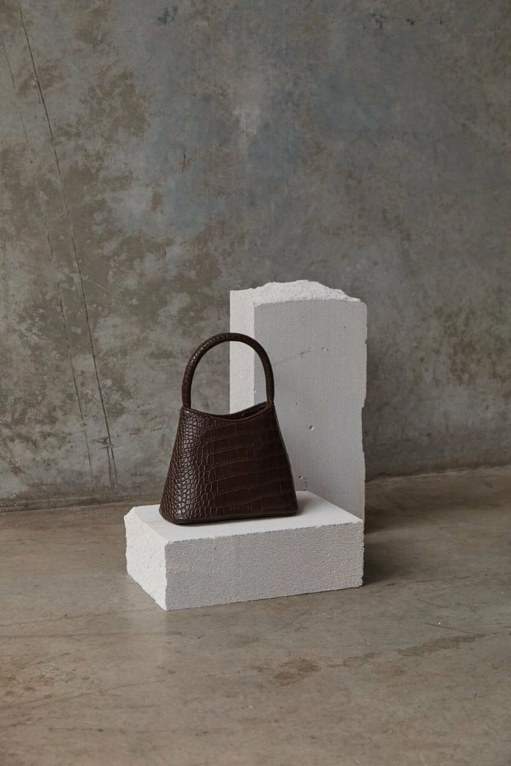 Brie Leon Accessories Mini Chloe Dark Chocolate Matte Croc Bag