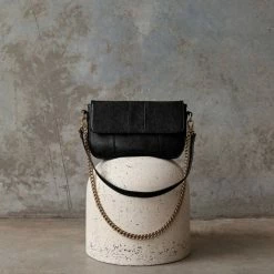 Brie Leon Accessories Isabel Black Snake Bag With Chain