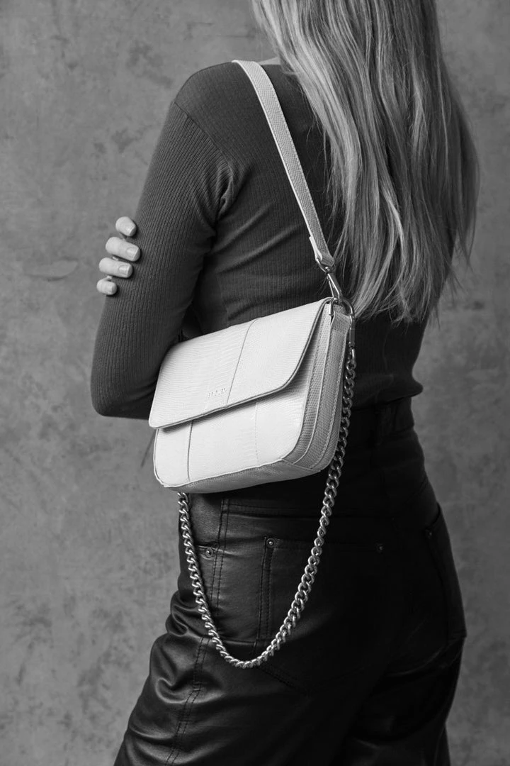 Brie Leon Accessories Isabel Stone Lizard Bag With Chain