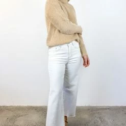 Among The Brave Brilliant Biscuit Eyelash Yarn Roll Neck Knit Fashion