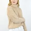 Among The Brave Brilliant Biscuit Eyelash Yarn Roll Neck Knit Fashion