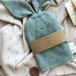 Over The Dandelions Organic Muslin With Terry Cloth Bunny Wash Glove Sage Home & Beauty