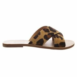 Anacapri Flat Cross Animal Print Slide
