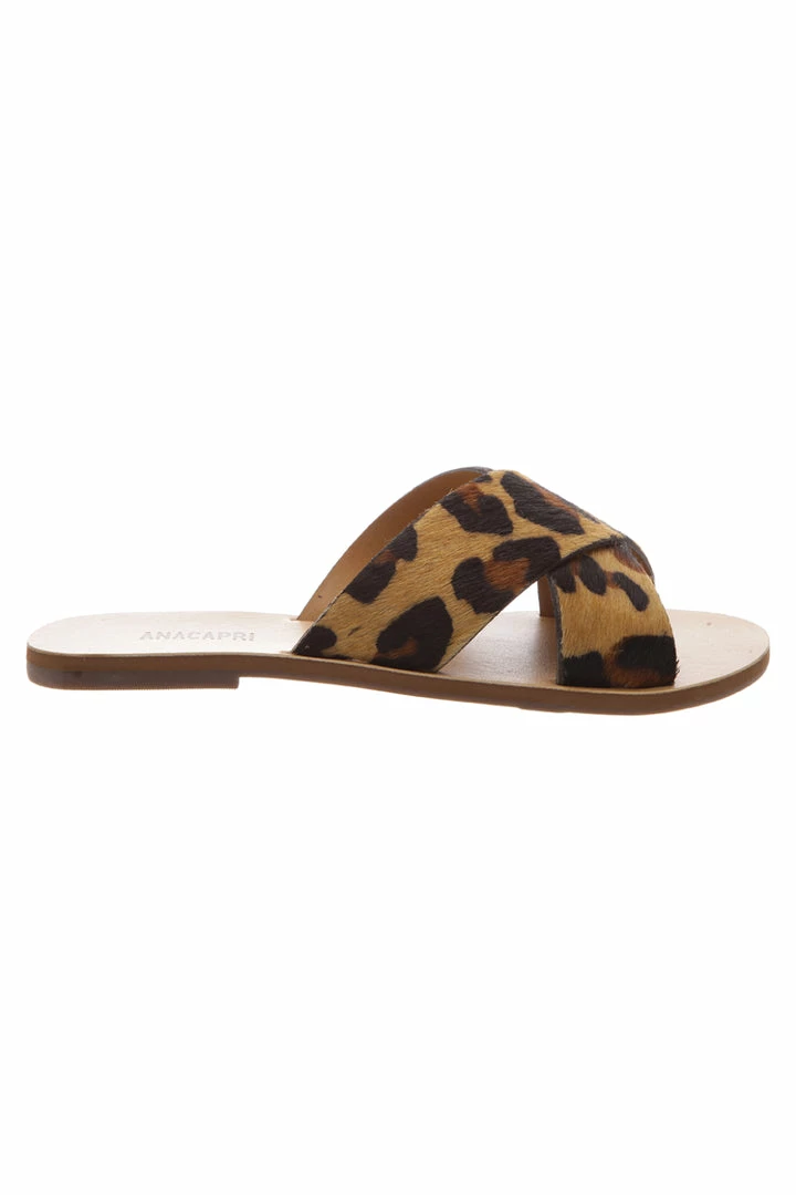 Anacapri Flat Cross Animal Print Slide