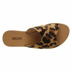 Anacapri Flat Cross Animal Print Slide