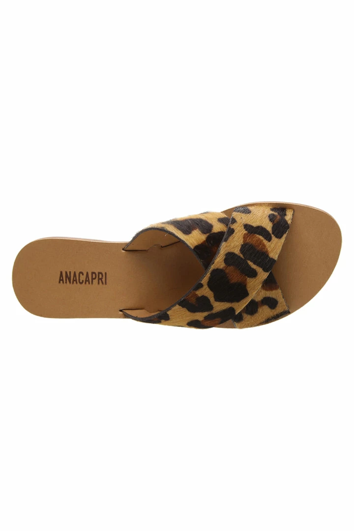Anacapri Flat Cross Animal Print Slide
