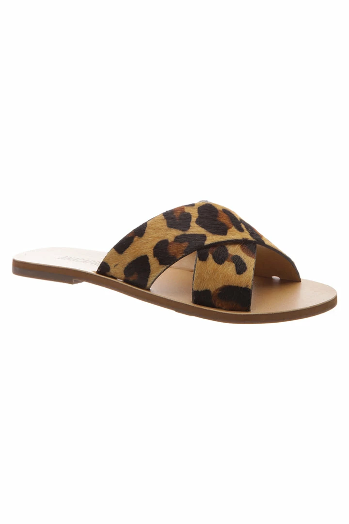 Anacapri Flat Cross Animal Print Slide
