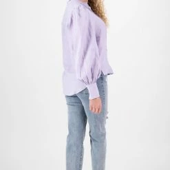 Among The Brave Fashion Hero Lilac Linen Pintuck LS Puff Sleeve Shirt