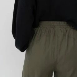 Among The Brave New Warrior Khaki Relaxed Drapey Drawstring Stretch Cuff Pant Fashion