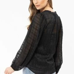 Seeking Lola Fashion Wholesome Black Lurex Button Down Shirt