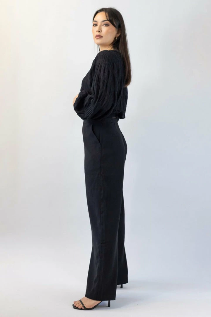 Among The Brave Best Life Black Soft Crepe Wide Leg Pant Fashion