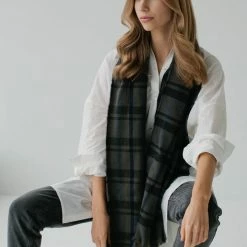 Sophie Accessories Checks Charcoal 100% Recycled Polyester Scarf