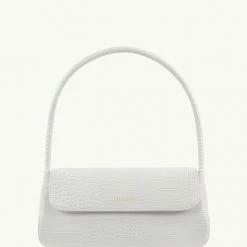 Brie Leon Accessories Camille White Croc Recycled PU Shoulder Bag